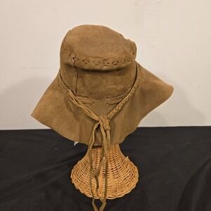 Vintage 1970s Suede Floppy Hat Woodstock Hippie Handmade